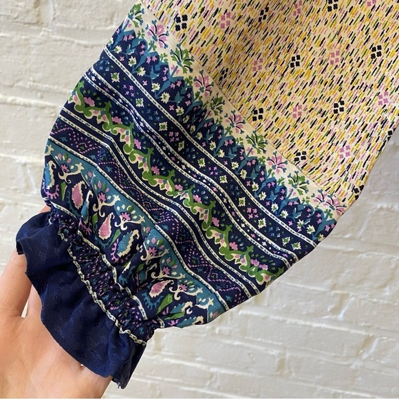 Veronica Beard || Antonette Blouse Floral Silk Top Ruffle Puff Sleeve Ivory 2 - Picture 3 of 10